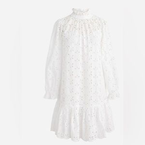 J. Crew Ruffleneck Eyelet Mini Dress